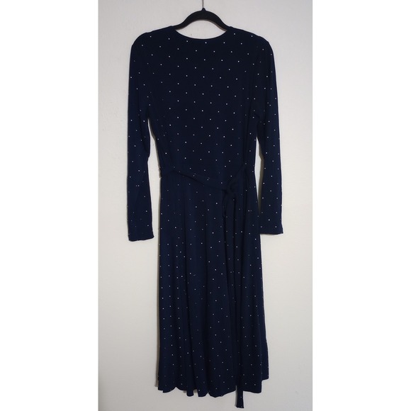 Susan Graver Dresses & Skirts - Susan Graver Occasions Black Metal Embellish Dots Wrap Midi Dress Long Sleeve M